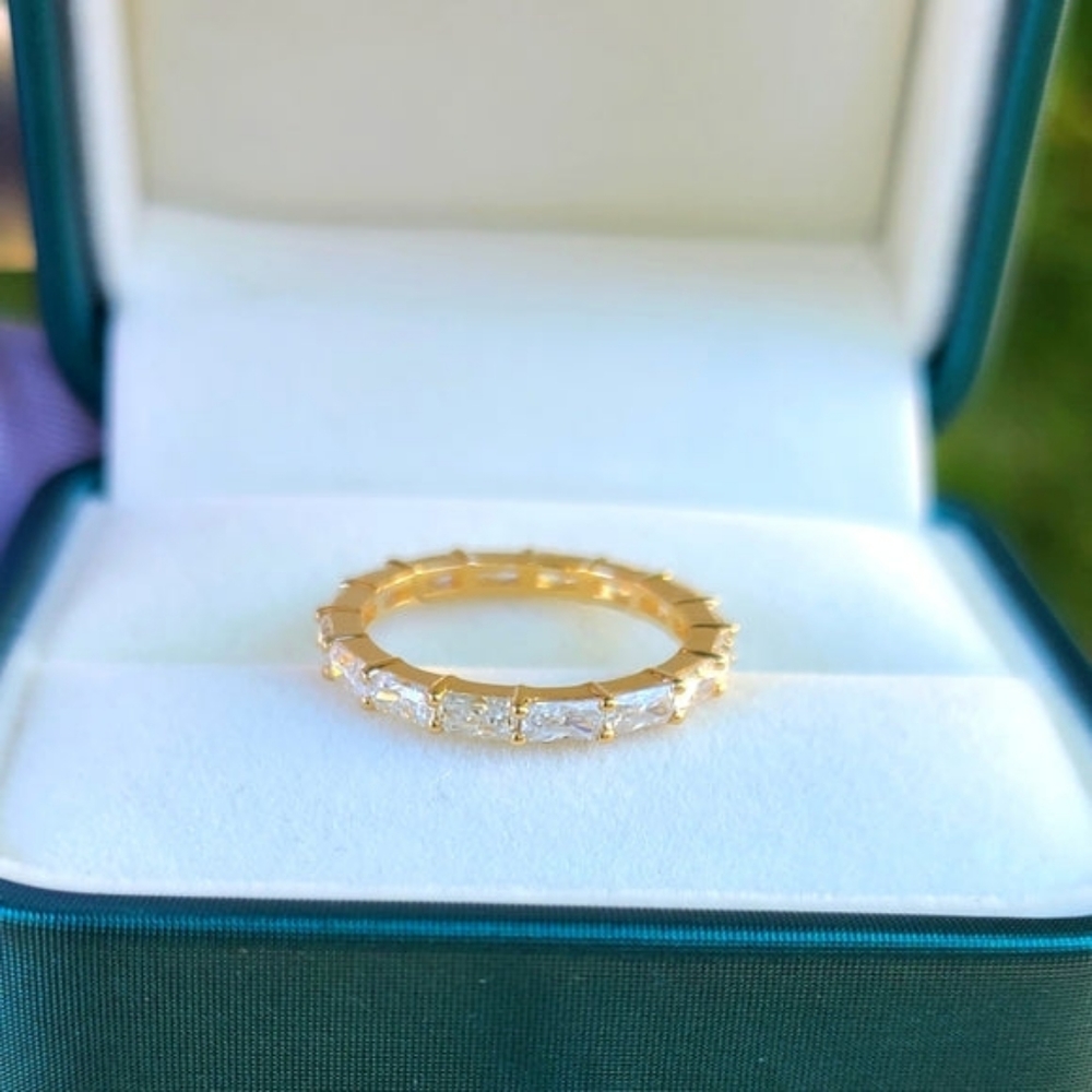 Solid 14k gold radiant moissanite eternity